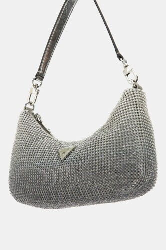 KadınZalina Taşlı Mini Omuz Çantası - Gümüş - Guess