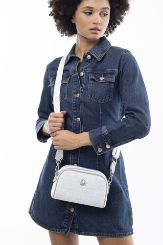 Monogram Çapraz Omuz Çantası BNT_956-Beyaz-A.Gri 