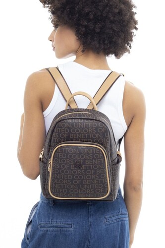 Monogram Sırt Çantası BNT_917-Kahve-A.Camel - Benetton