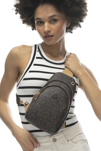 Monogram Vücut Çantası BNT_954-Kahve-A.Camel - Benetton