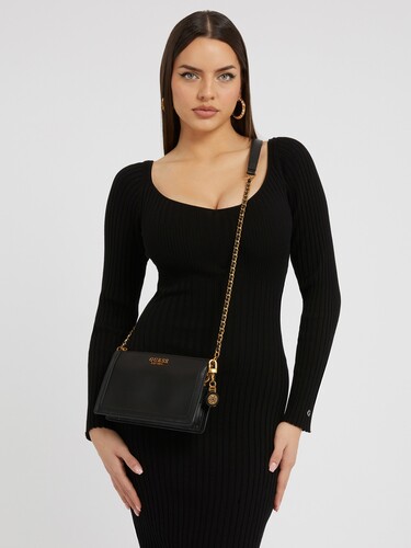 Suni Deri Abey Kadın Çapraz Çanta-Siyah - Guess