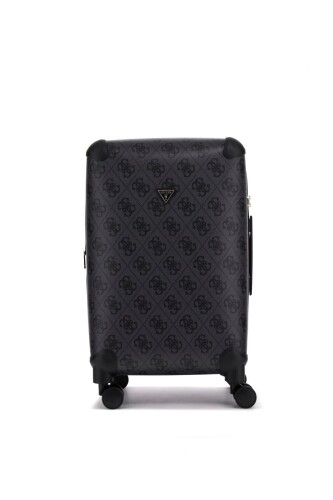 Unisex Berta Monogram Desenli 4 Tekerlekli Orta Boy Valiz - Antrasit 