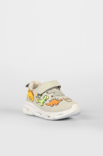 Unisex Çocuk Dino Işıklı Phylon Spor Ayakkabı - Gri - Vicco