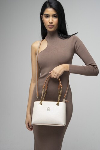 Zincir Askılı Kol Çantası-VLT_054-Bej-Altın 